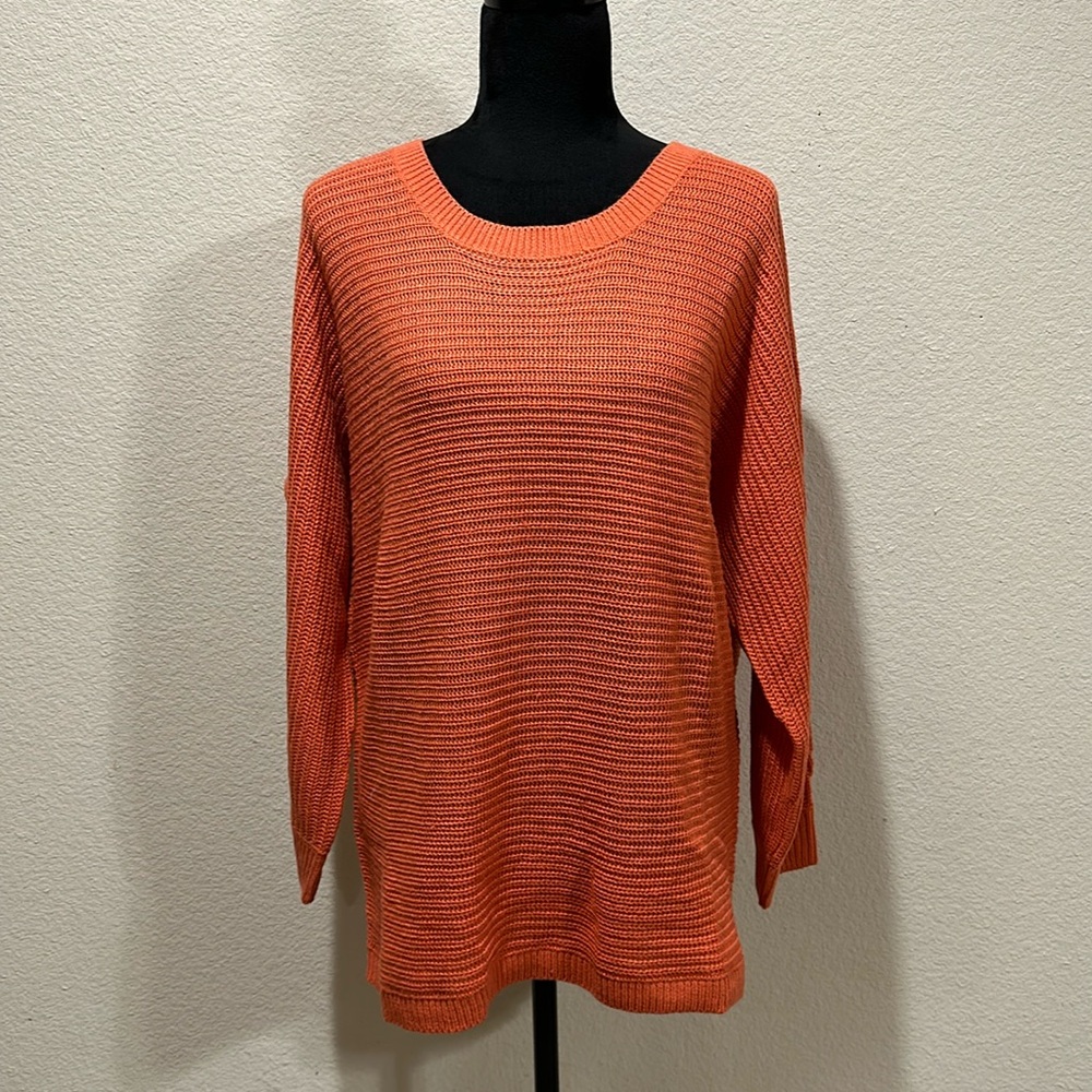 Burnt Orange Back Button Sweater